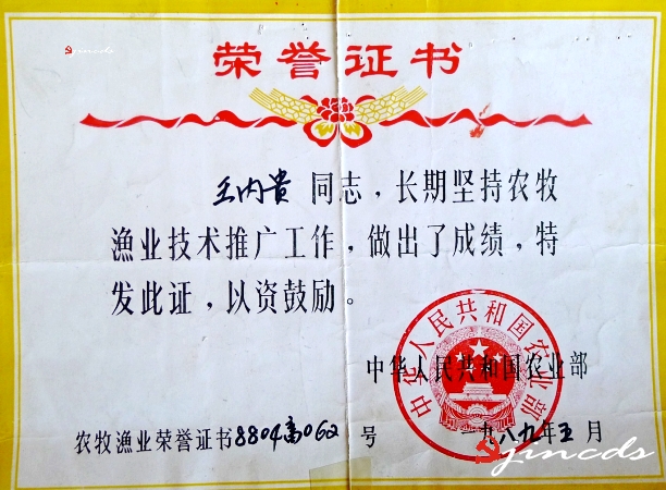 农业部颁发的荣誉证_conew1.jpg